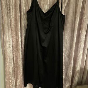 A-line Satin black slip dress!